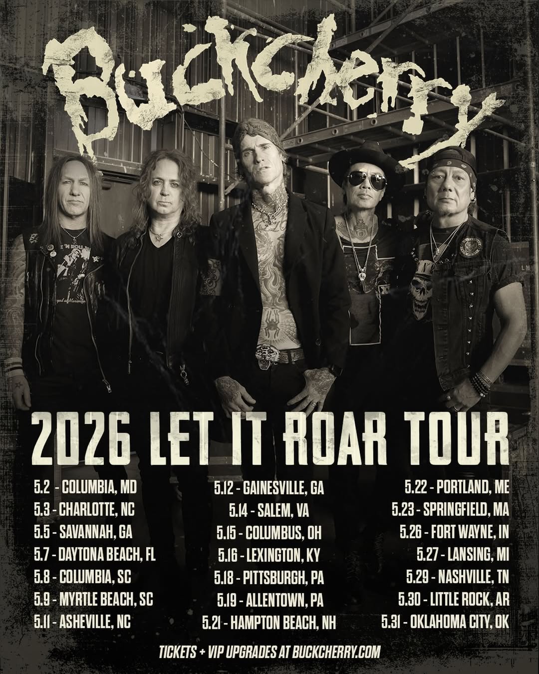 Buckcherry Let It Roar Tour Poster 2026